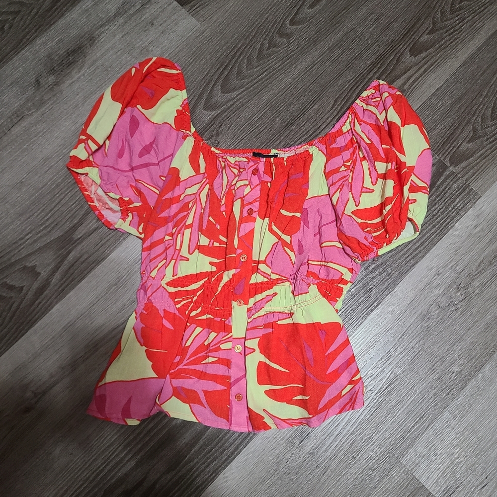 Sanctuary Tropical Print Blouse Size XL